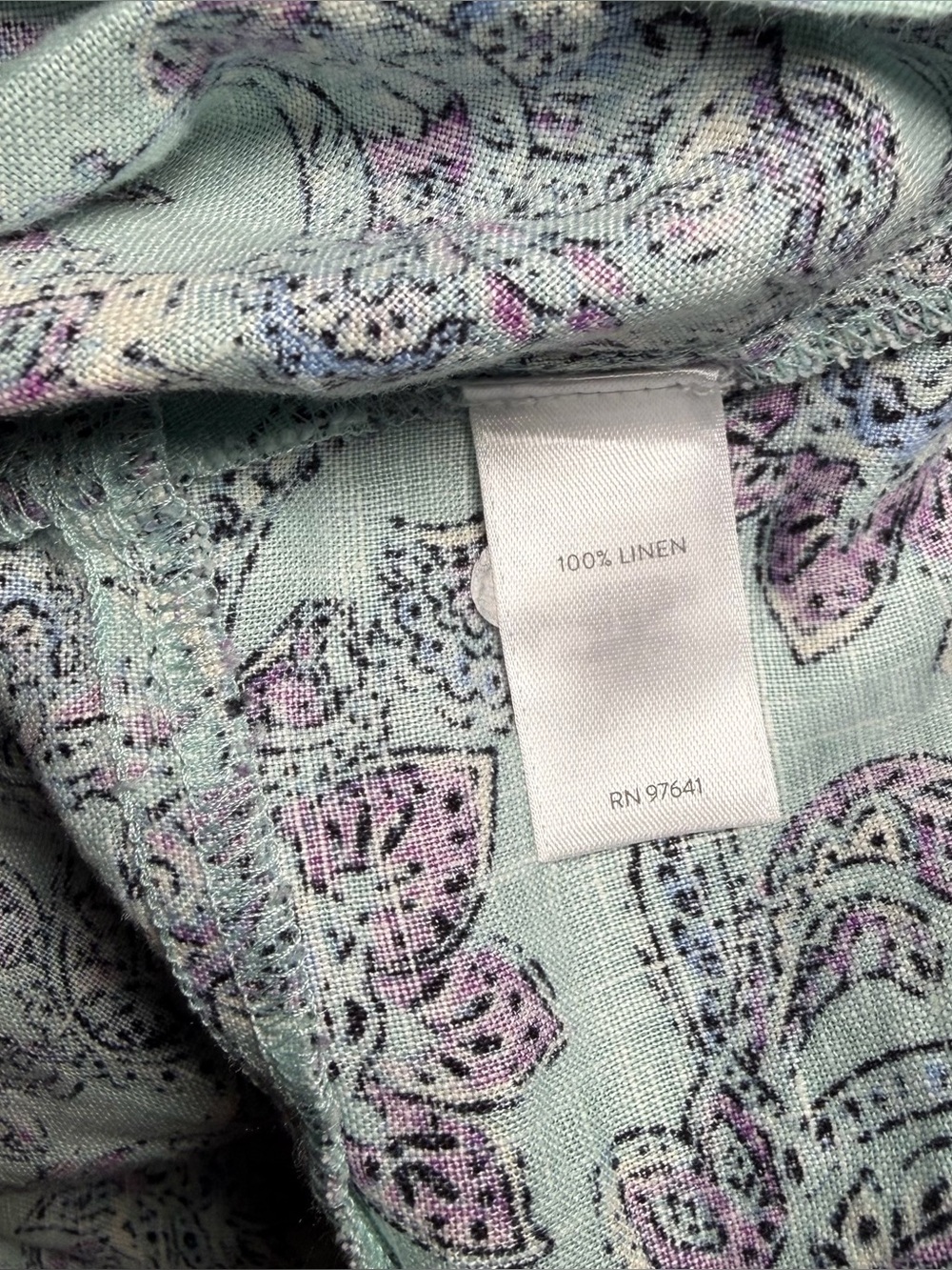 J.Jill 100% Linen Dress XL Blue Gray Abstract Print V Neck Relaxed Boho Minimali - Picture 5 of 5